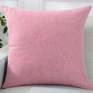 NIP Pillow cover. 18” x 18”  Zipper open/close 1/pc Solid Pink , Burlap Texture